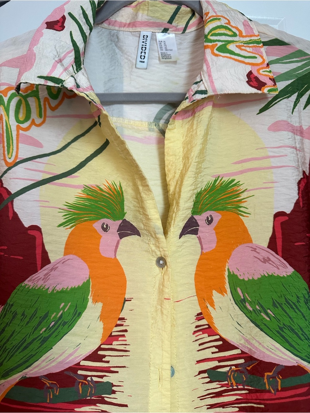 Tropical Parrot Print Short-Sleeve Shirt - Multicolor - Picture 2 of 9